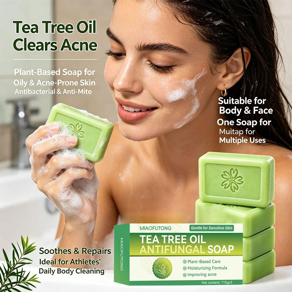 3pcs Tea Tree Oil Soap Bar Nat - Soap Making Essential Oils ulasan dan harga